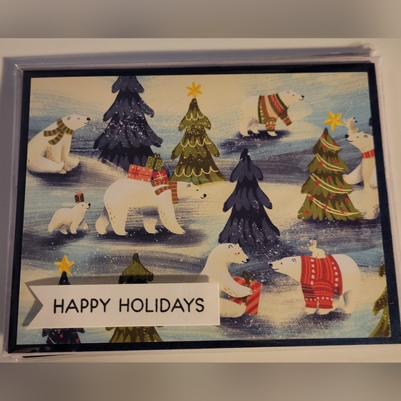 12 Hand Crafted Polar Bear Christmas Cards - Picture 2 of 6